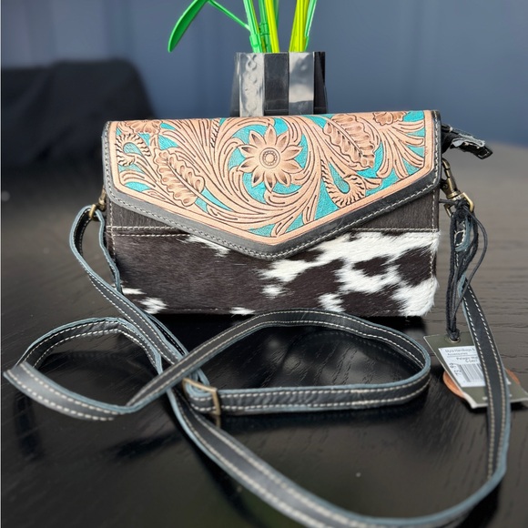 Myra Bag Handbags - Myra Pelagic Genuine Leather and Cowhide Wallet/ Crossbody NWT